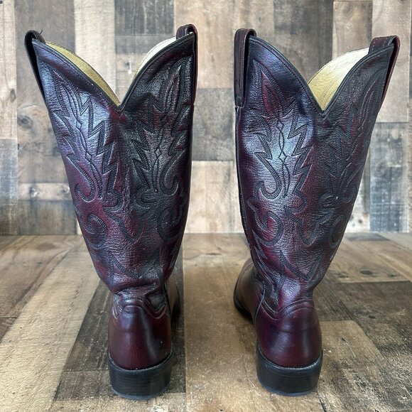 Dan Post 2112 R Black Cherry Western Cowboy Boots Mens 8.5 D - Picture 10 of 12